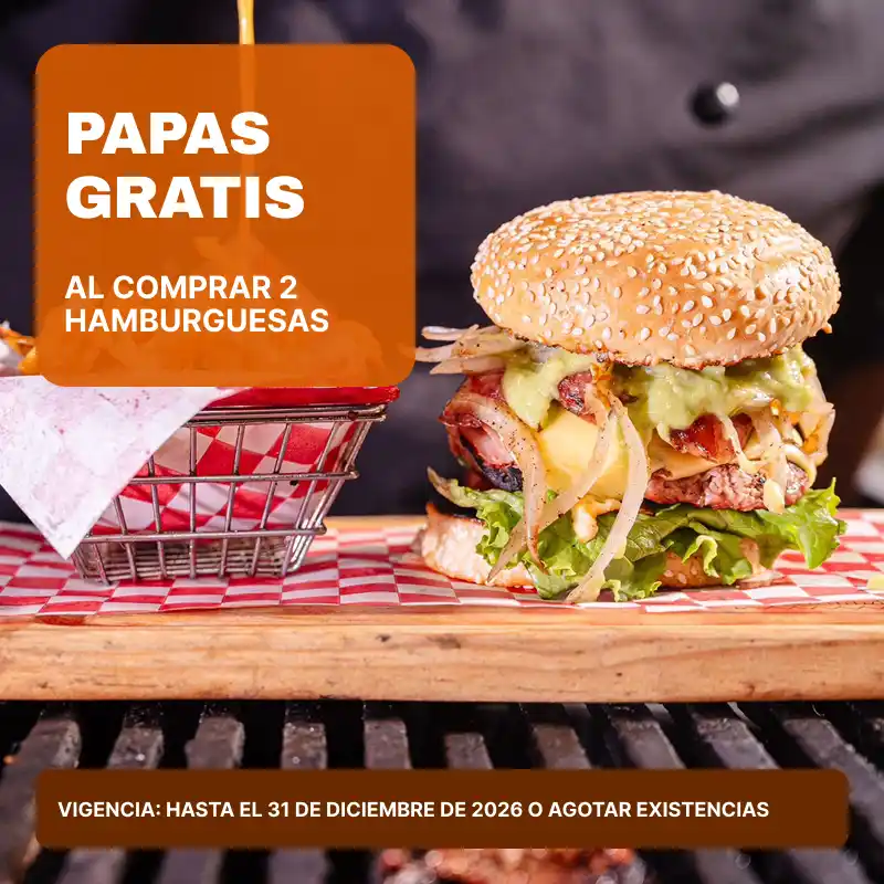 Papas gratis al comprar 2 hamburguesas en Daly