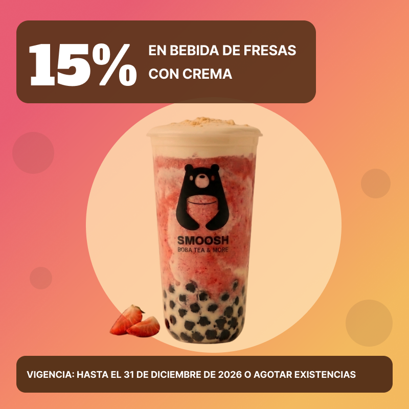 15% en bebida de fresas con crema en Smoosh